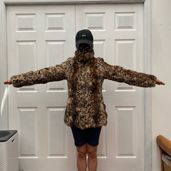 Jessica Wilde Faux Fur Leopard Coat - Brown & Black - Picture 8 of 11